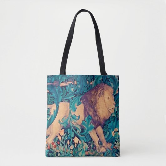 Lion in The Forest, William Morris Tote Bag (Voorkant)