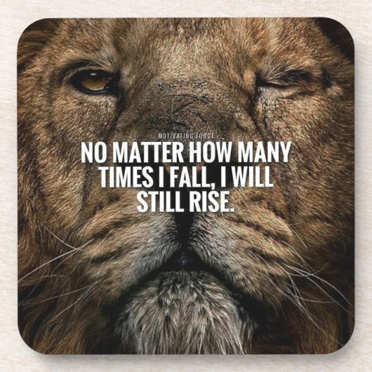 Lion Inspiration - Herfst en Rise - Motivatie Bier Onderzetter (Voorkant)