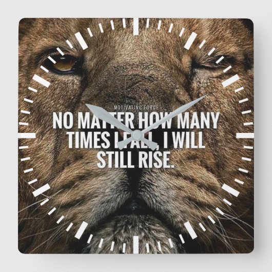 Lion Inspiration - Herfst en Rise - Motivatie Vierkante Klok (Voorkant)