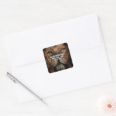 Lion Inspiration - Herfst en Rise - Motivatie Vierkante Sticker (Envelop)