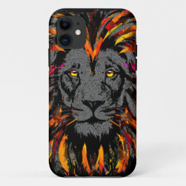Lion iPhone 11 Hoesje Oranje Lion Head Illustratie