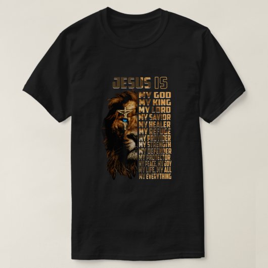 Lion Jesus is mijn koning Mijn Heer Mijn redder Ch T-shirt (Design voorkant)