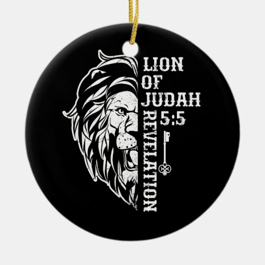 Lion Judah 5 Christelijk grafisch ontwerp Christi Keramisch Ornament (Voorkant)