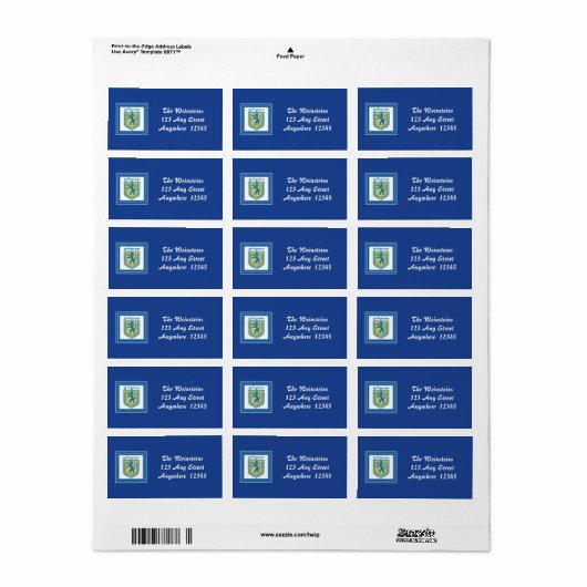 Lion Judah Emblem Jerusalem Hebrew Etiket (Full Sheet)