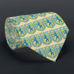 Lion Judah Emblem Jerusalem Hebrew Stropdas<br><div class="desc">Men's gold tie with an image of blue and yellow Lion of Judah emblems with "Jerusalem" in Hebrew above them in blue letters. See the entire Hanukkah Tie collection under the ACCESSORIES category in the HOLIDAYS section.</div>
