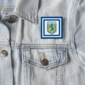 Lion Judah Emblem Jerusalem Hebrew Vierkante Button 5,1 Cm (In situ)