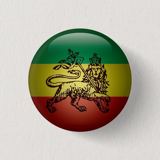 Lion Judah Ethiopia Pin Ronde Button 3,2 Cm (Voorkant)