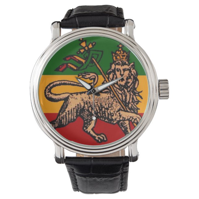 Lion Judah Ethiopian Flag Horloge (Voorkant)