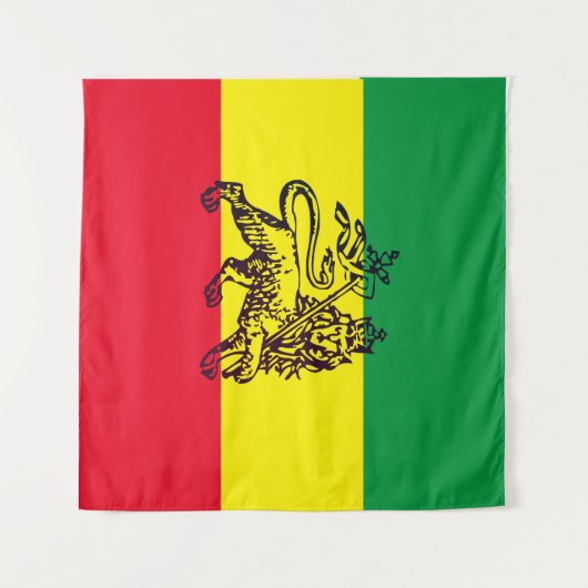 Lion Judah Ethiopian Flag Wandkleed (Voorkant (horizontaal))