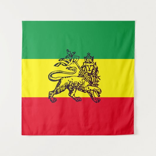 Lion Judah Ethiopian Flag Wandkleed (Voorkant)