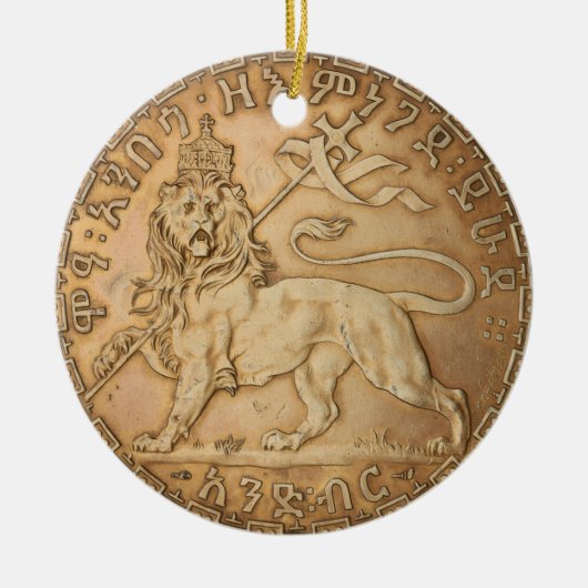 Lion Judah Haile Selassie I Jah Rastafari HIM  Keramisch Ornament (Voorkant)