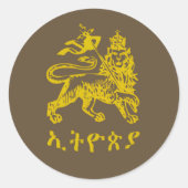 Lion Judah Haile Selassie I Jah Rastafari HIM  Ronde Sticker (Voorkant)