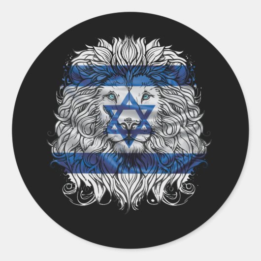 Lion Judah Joodse Pride Israel Flag Jerusalem H Ronde Sticker (Voorkant)