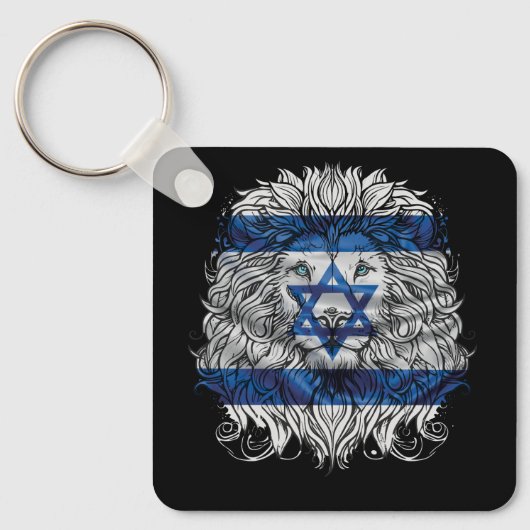 Lion Judah Joodse Pride Israel Flag Jerusalem H Sleutelhanger (Voorkant)