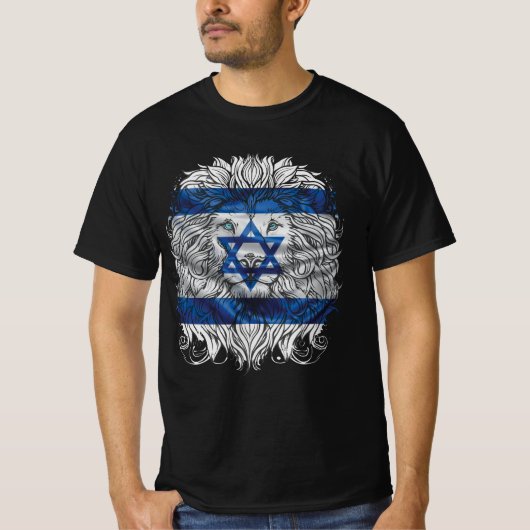 Lion Judah Joodse Pride Israel Flag Jerusalem H T-shirt (Voorkant)