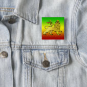 Lion Judah Lion Reggae Vierkante Button 5,1 Cm (In situ)