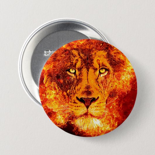 Lion Judah on Fire Medium Ronde Button 7,6 Cm (Voorkant /achterkant)