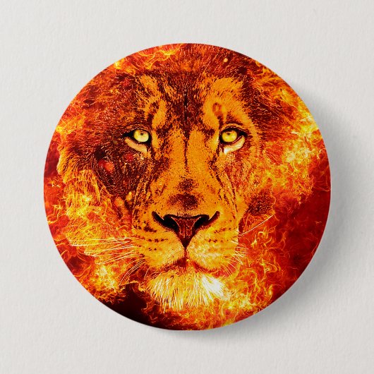 Lion Judah on Fire Medium Ronde Button 7,6 Cm (Voorkant)
