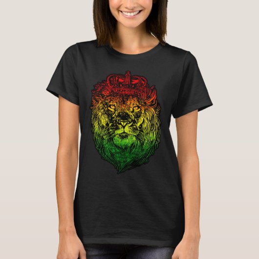 Lion Judah Rastafarian Ethiopian Lion  Reggaeton P T-shirt (Voorkant)