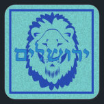 Lion Judah Sticker<br><div class="desc">Vierkante sticker met een getextureerd afbeelding van een koninklijk blauw en turquoise Lion of Judah head op getextureerde turquoise. Royal blue border. Zie overeenkomend confetti-,  label- en verpakkingspapier. Zie het gehele collectie Hanukkah Sticker onder de categorie CARDS & STICKERS in de sectie FEESTDAGEN.</div>