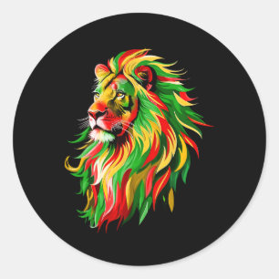 Lion Juneteenth Ancestors Melanin King Zwart Man A Ronde Sticker