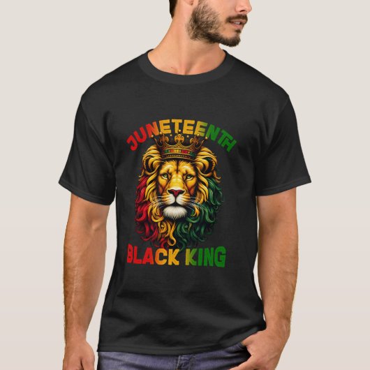 Lion Juneteenth Black King Melanin Vaderdag T T-shirt (Voorkant)