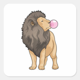 Lion Kauwgom Vierkante Sticker