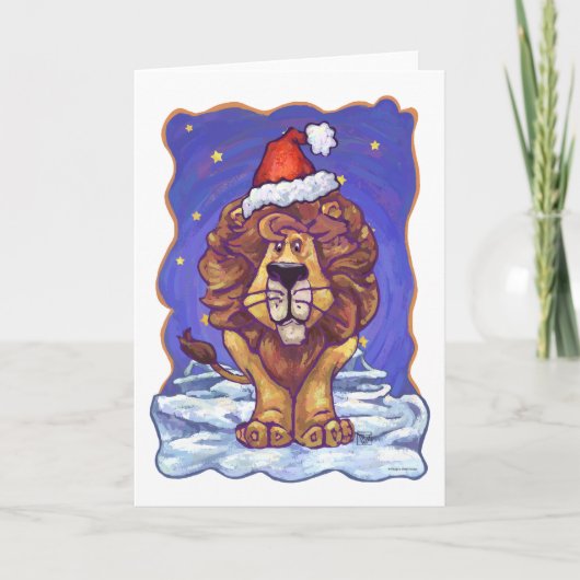 Lion Kerstmis Feestdagen Kaart (Voorkant)