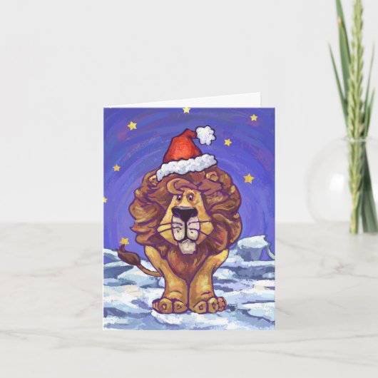 Lion Kerstmis Feestdagen Kaart (Voorkant)