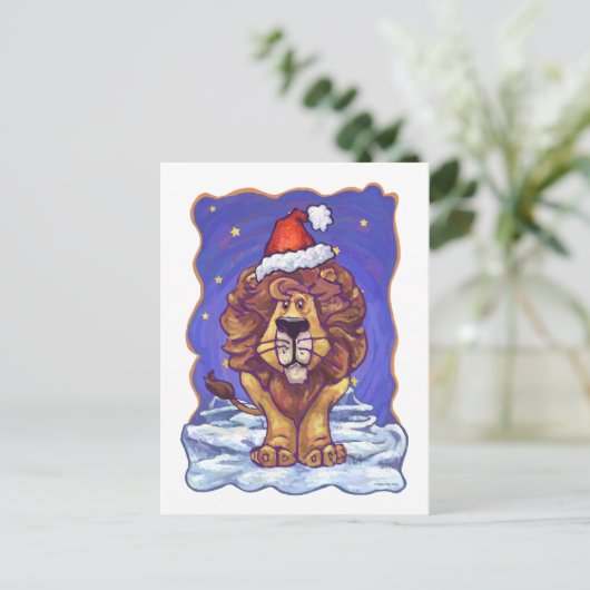 Lion Kerstmis Feestdagenkaart (Staand voorkant)