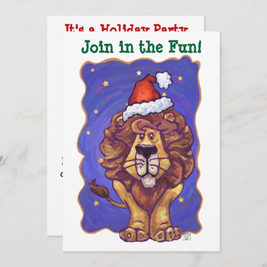 Lion Kerstmis Kaart (Voorkant / Achterkant)