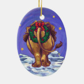 Lion Kerstmis Keramisch Ornament (Achterkant)