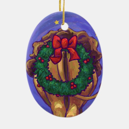 Lion Kerstmis Keramisch Ornament (Achterkant)