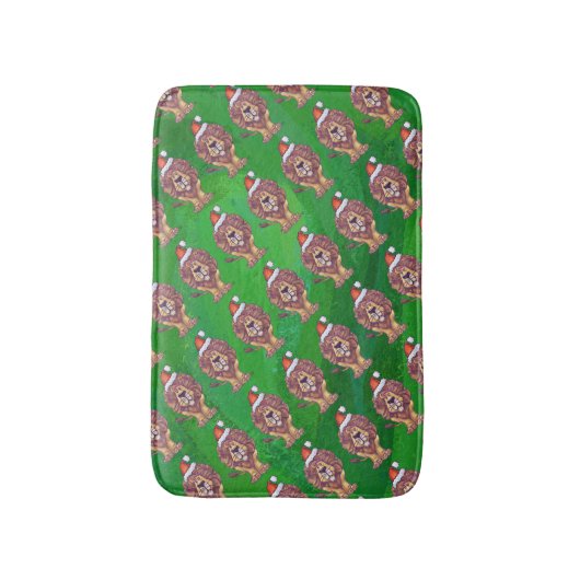 Lion Kerstmis op groen Badmat (Voorkant Verticaal)