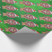 Lion Kerstmis op groen Cadeaupapier (Hoek)