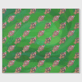 Lion Kerstmis op groen Cadeaupapier (Vlak)