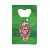 Lion Kerstmis op groen Creditkaart Flessenopener (Voorkant)
