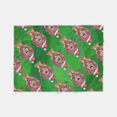 Lion Kerstmis op groen Fleece Deken (Voorkant (Horizontaal))