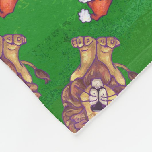 Lion Kerstmis op groen Fleece Deken (Hoek)