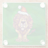Lion Kerstmis op groen Glazen Onderzetter (Achterkant)
