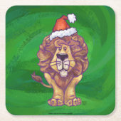 Lion Kerstmis op groen Kartonnen Onderzetters (Voorkant)