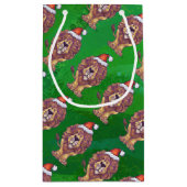 Lion Kerstmis op groen Klein Cadeauzakje (Achterkant)