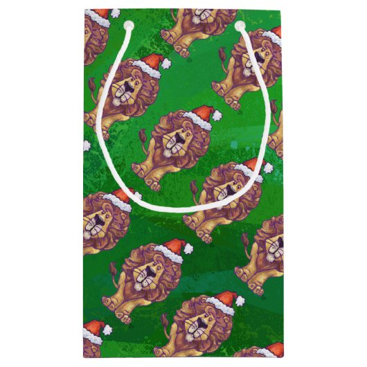 Lion Kerstmis op groen Klein Cadeauzakje (Achterkant)