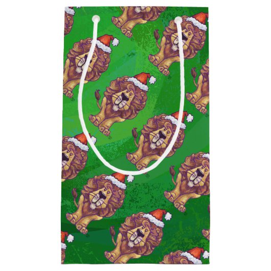 Lion Kerstmis op groen Klein Cadeauzakje (Voorkant)