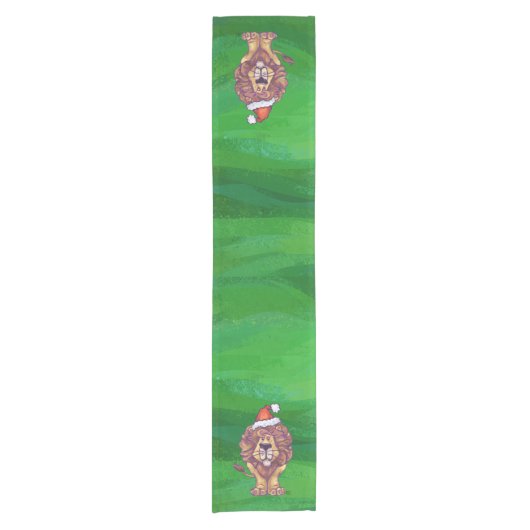 Lion Kerstmis op groen Korte Tafelloper (Voorkant)