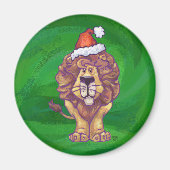 Lion Kerstmis op groen Magneet (Voorkant)