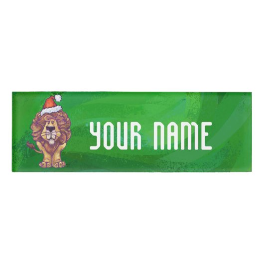 Lion Kerstmis op groen Naambadge (Voorkant)