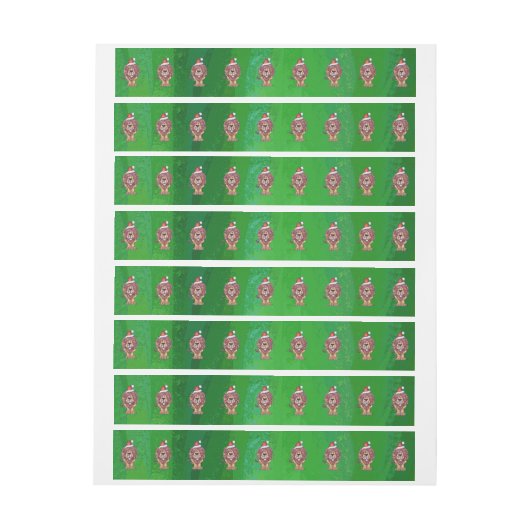 Lion Kerstmis op groen Omwikkelbaar Adreslabel (Vel)