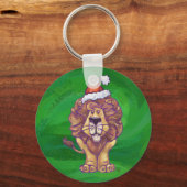 Lion Kerstmis op groen Sleutelhanger (Voorkant)