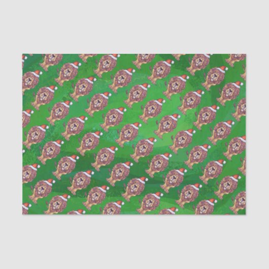 Lion Kerstmis op groen Tissuepapier (Voorkant)